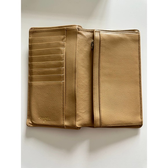Chanel Wallet Purse Bifold Coco Button Beige - Picture 11 of 16